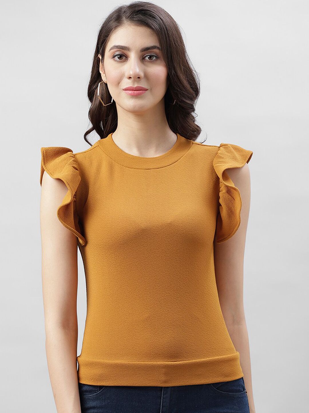 Athena Women Mustard Solid Top-picture-20