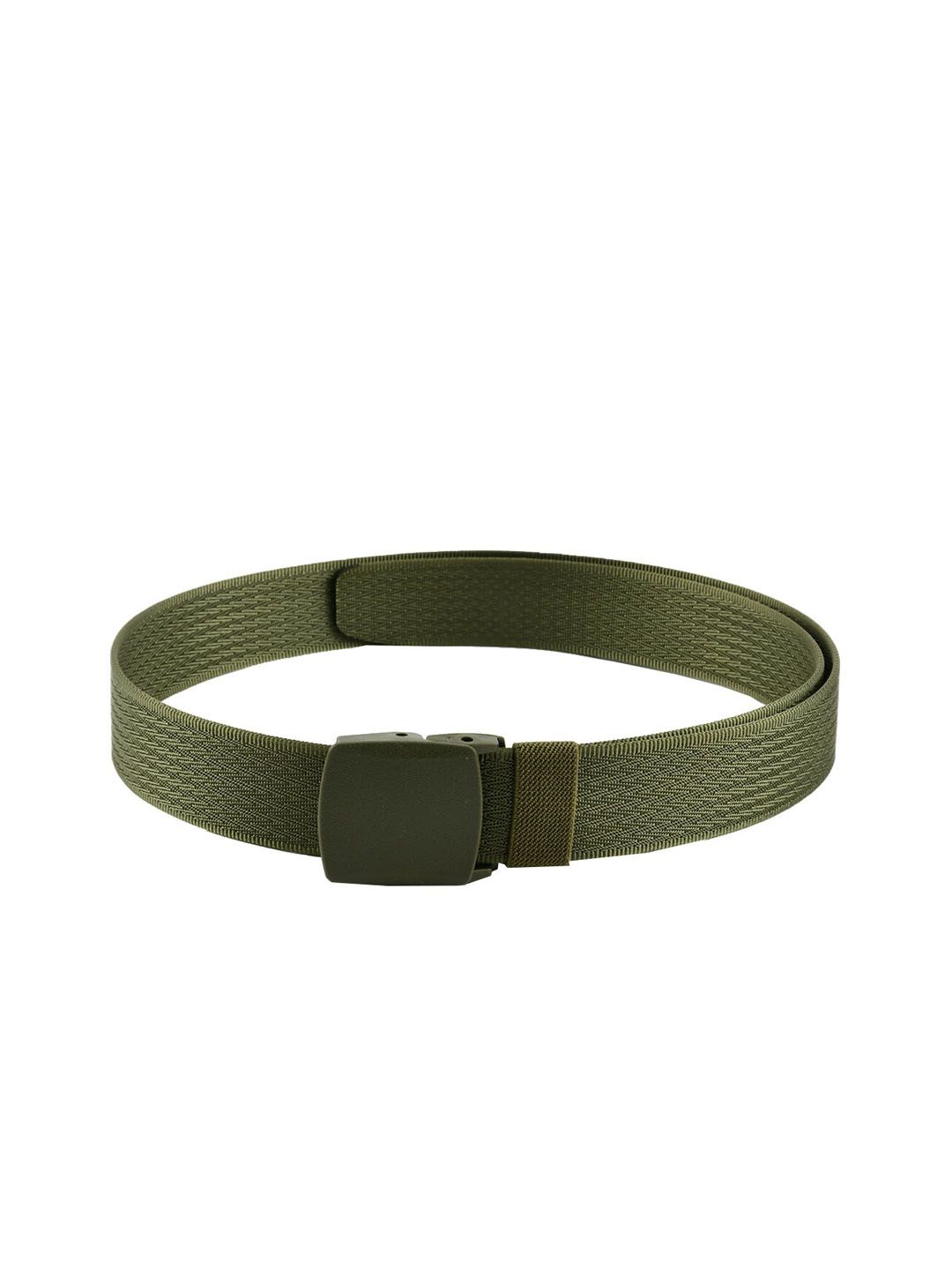 WINSOME DEAL Men Olive Green Woven Design Belt-picture-14