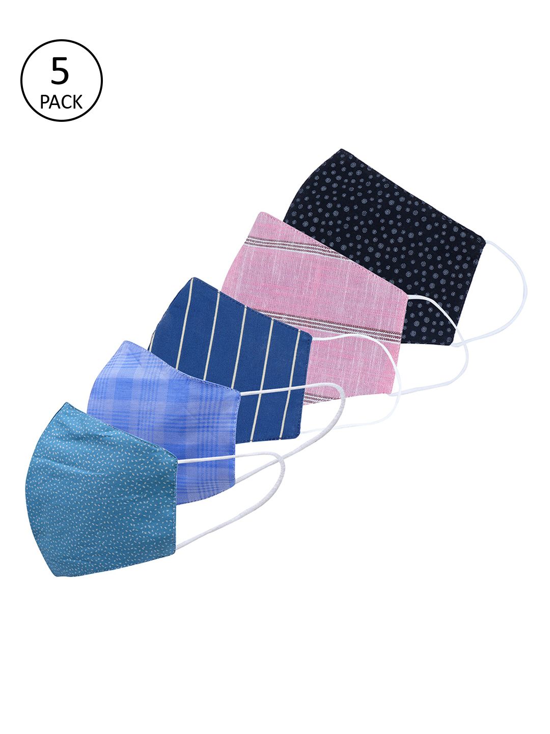 Be Indi Adults Pack Of 5 Assorted Printed 2-Ply Reusable Cloth Masks-picture-25
