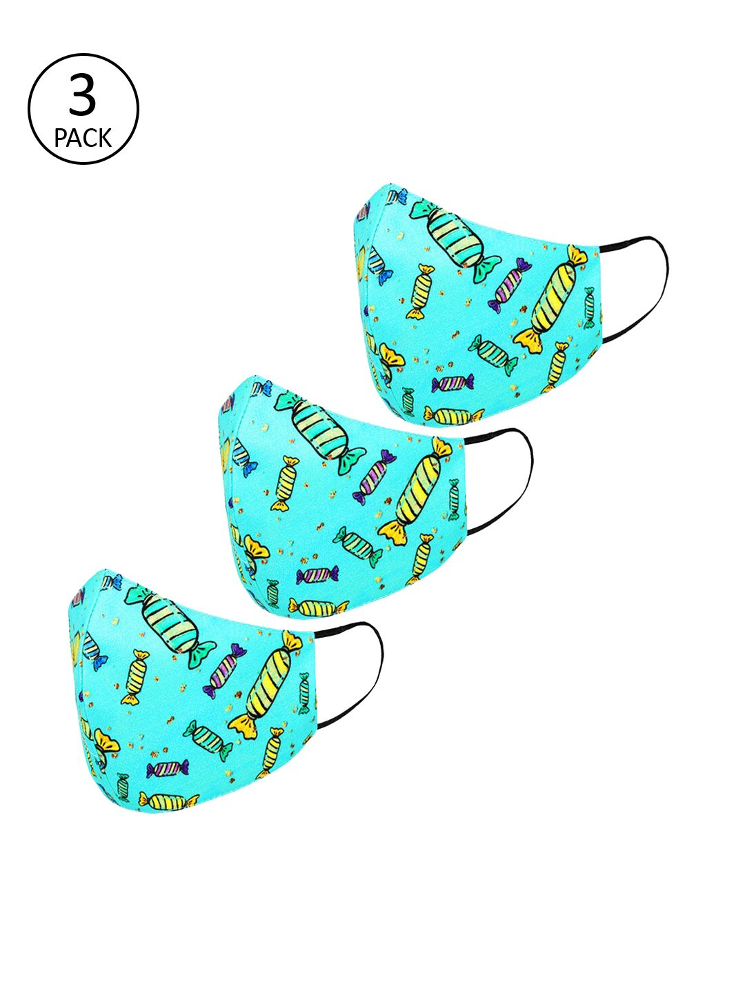 Tossido Kids Blue Pack Of 3 Printed 3-Ply Cloth Mask-image-45