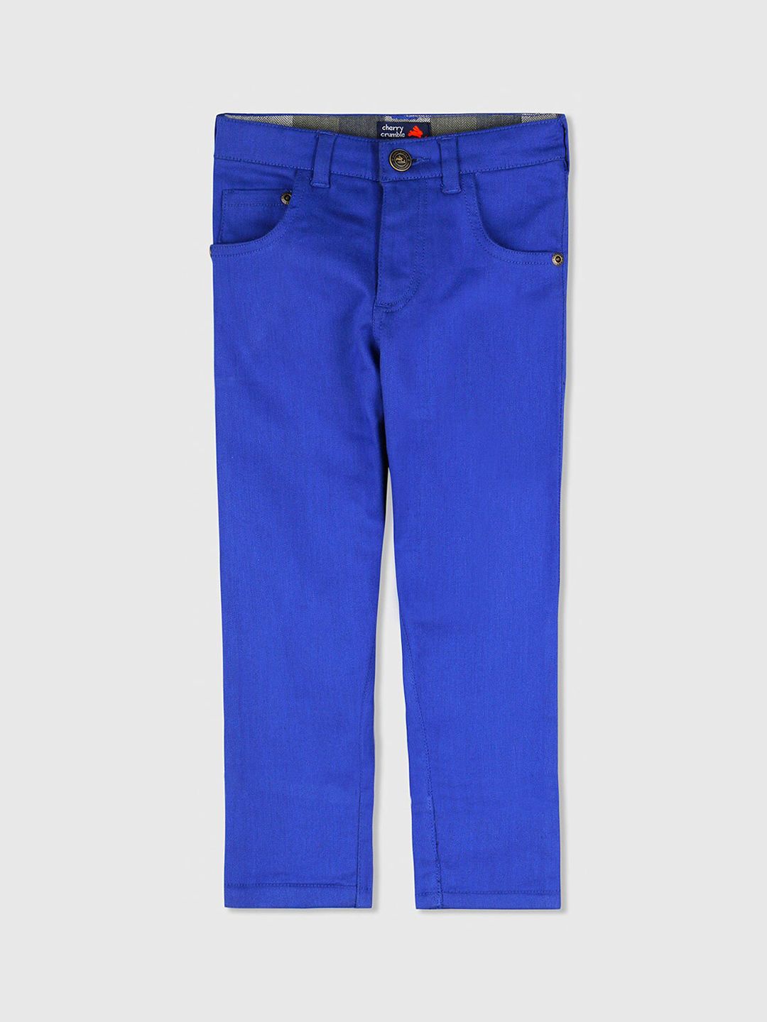 Cherry Crumble Boys Navy Blue Regular Fit Solid Chinos-picture-34