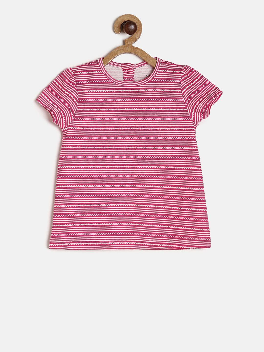 MINI KLUB Girls Pink Striped Pure Cotton Top-picture-10