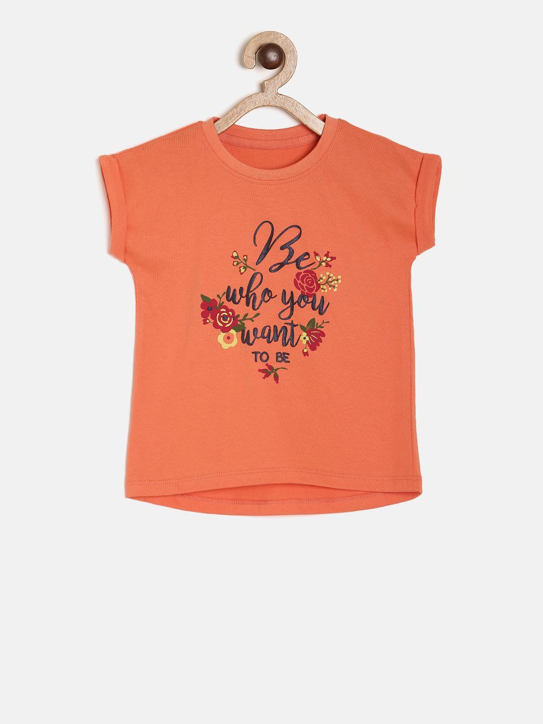 MINI KLUB Girls Coral Printed Pure Cotton Top-picture-36