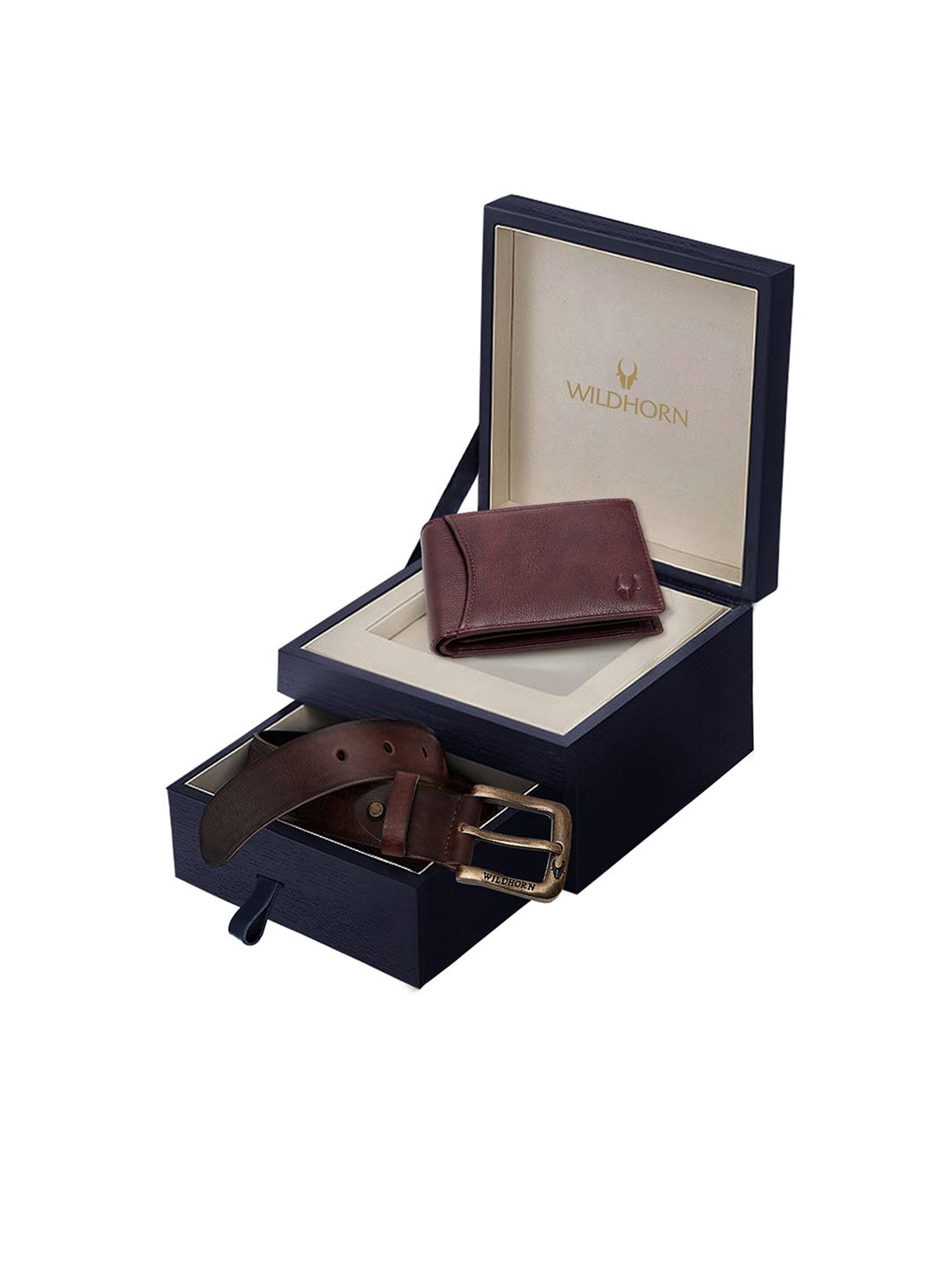 WildHorn Men Maroon & Brown RFID Protected Genuine Leather Accessory Gift Set-picture-17