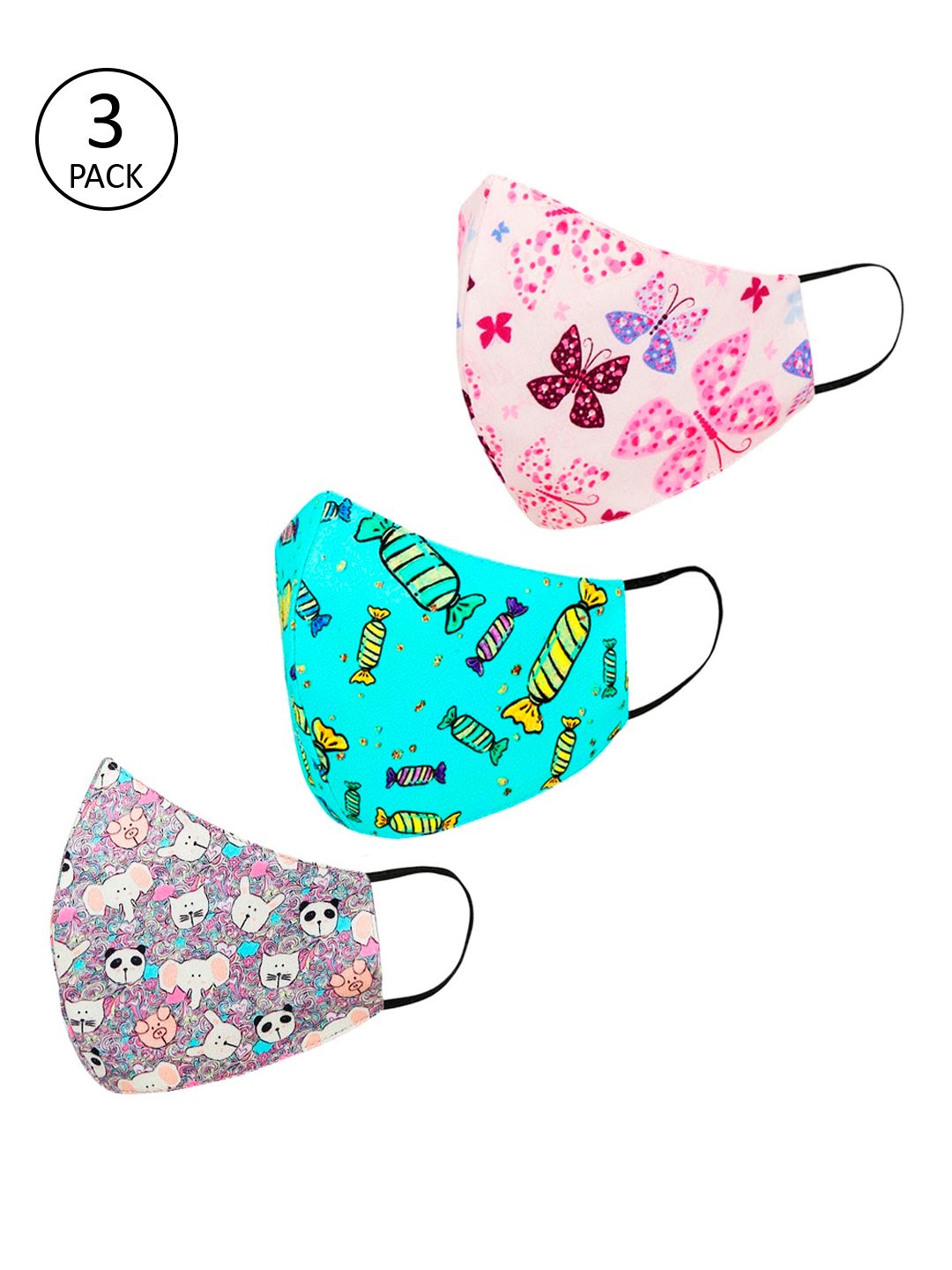 Tossido Kids Off-White Pack Of 3 Printed 3-Ply Cloth Mask-image-25