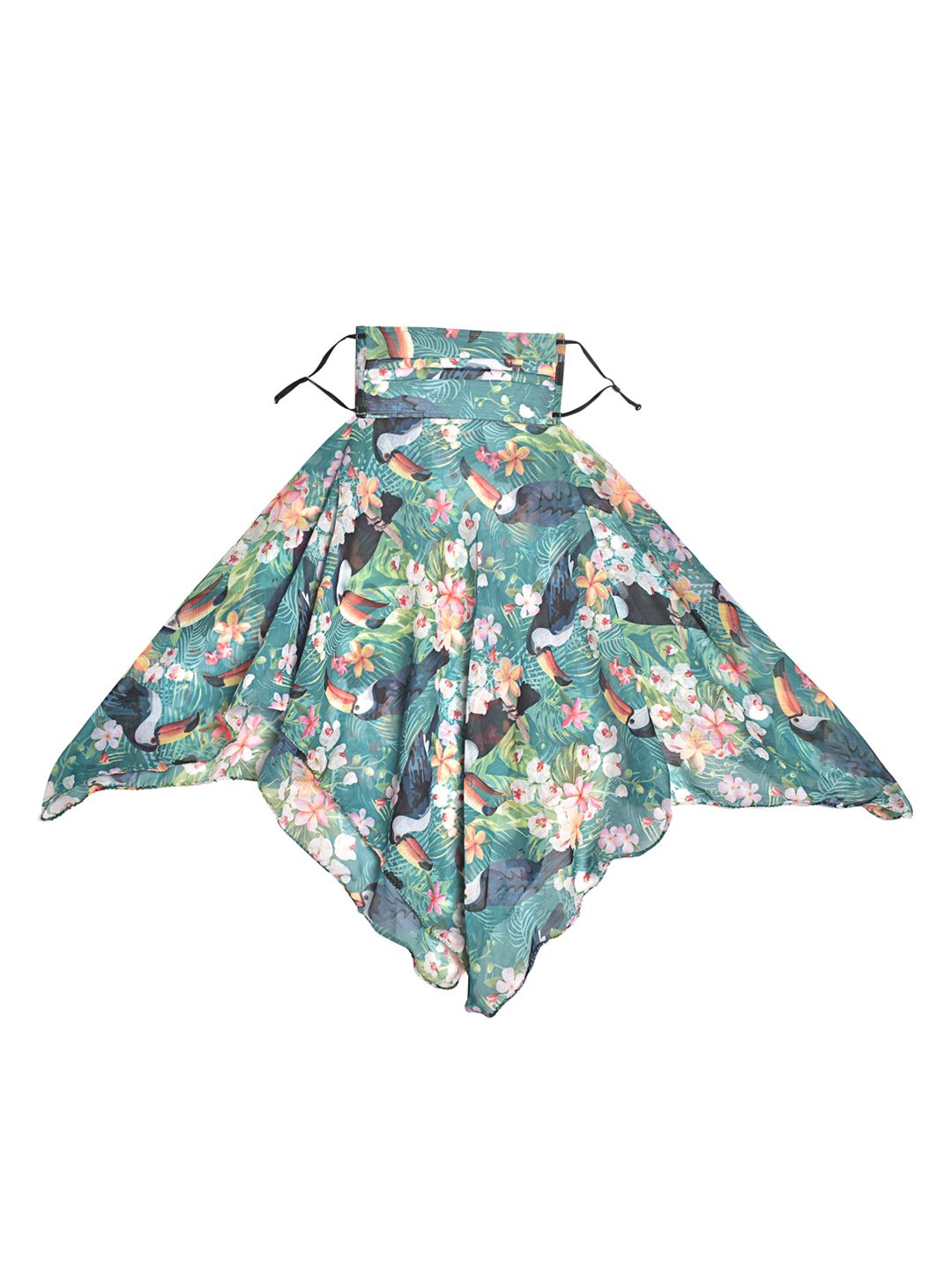SWAYAM Women Teal Green Printed 3-Ply Reusable Adjustable Scarf Style Cloth Mask-image-31