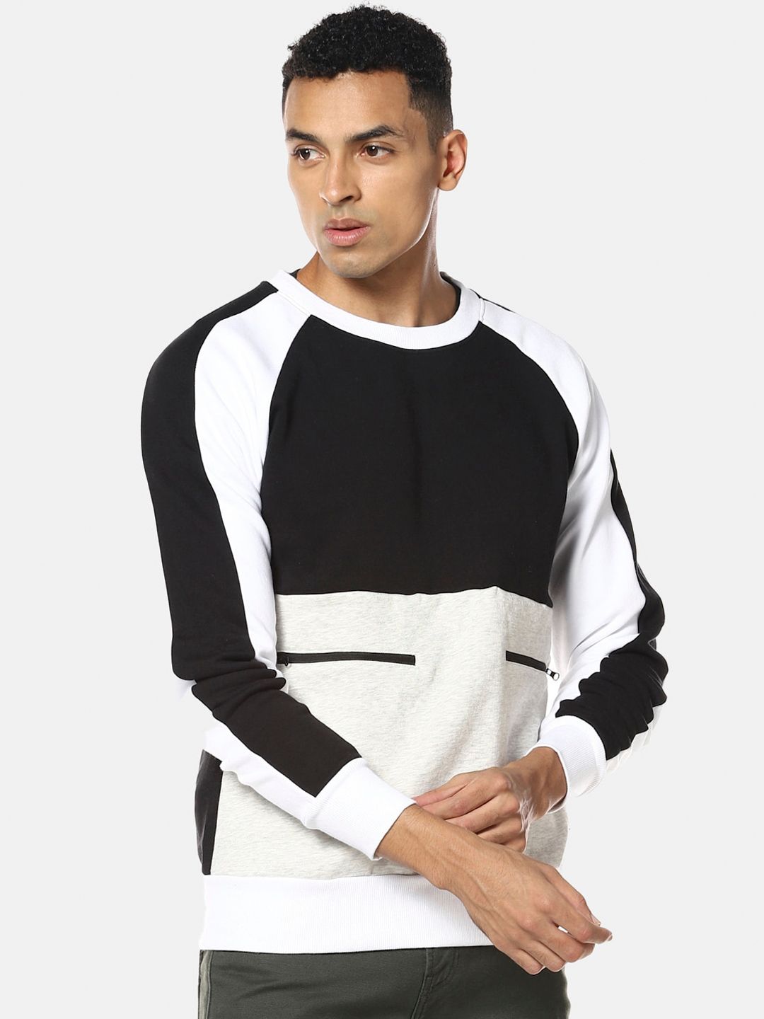 cahoot Campus Sutra Men Black & White Colourblocked Sweatshirt-picture-30
