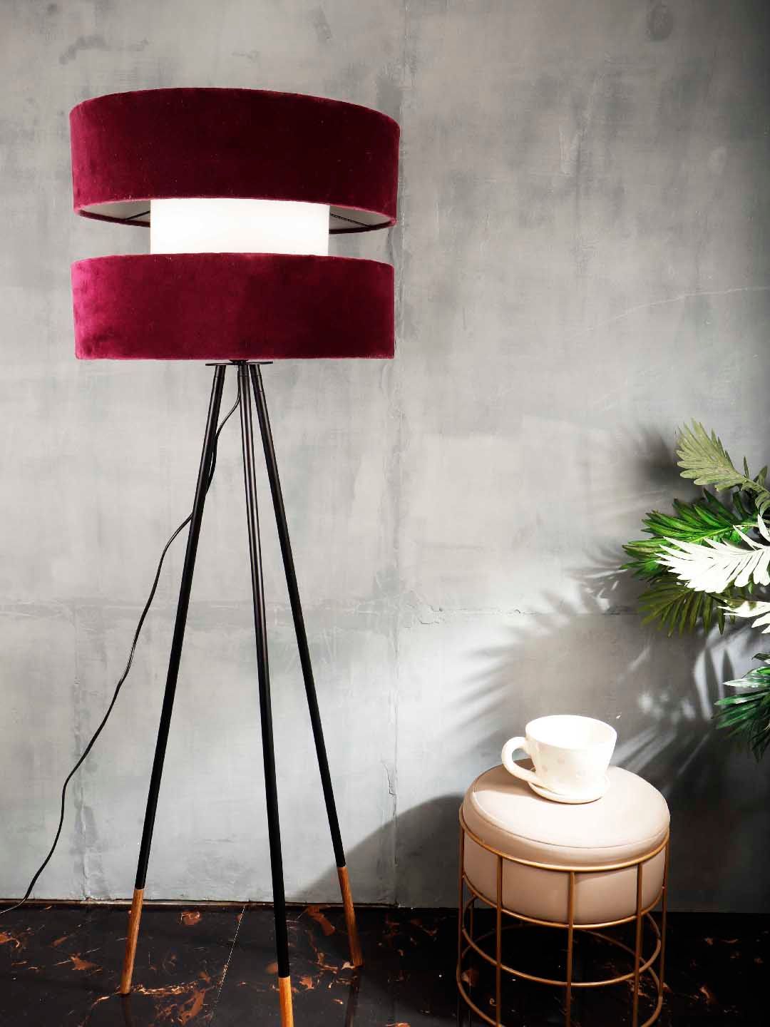 Grated Ginger Purple Self Design Handcrafted Tripod Lamp-image-12