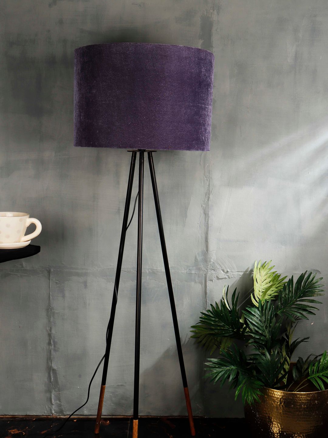 Grated Ginger Navy Blue Solid Handcrafted Tripod Lamp-image-12