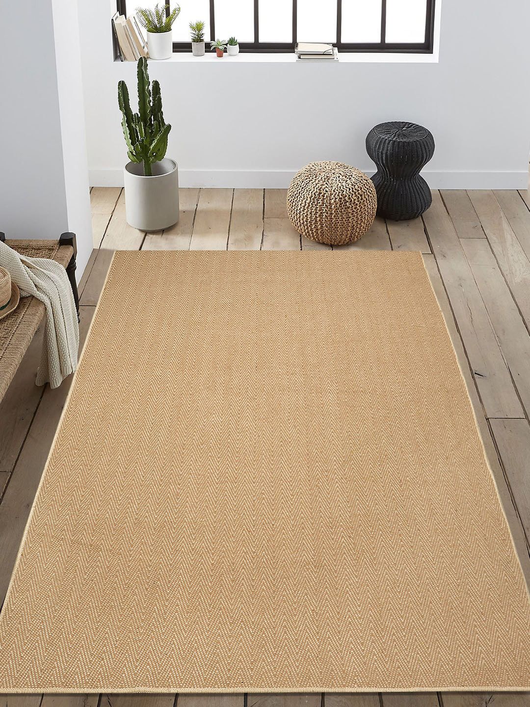 Saral Home Beige Chevron Designer Anti-Skid Carpet-picture-17