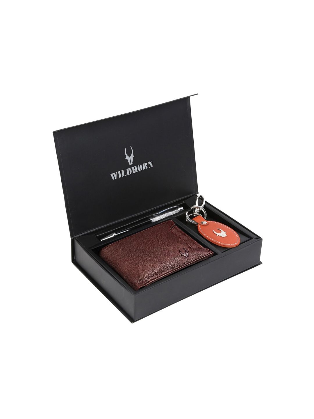 WildHorn Men Brown & Orange RFID Protected Genuine Leather Wallet & Pen Accessory Gift Set-picture-57