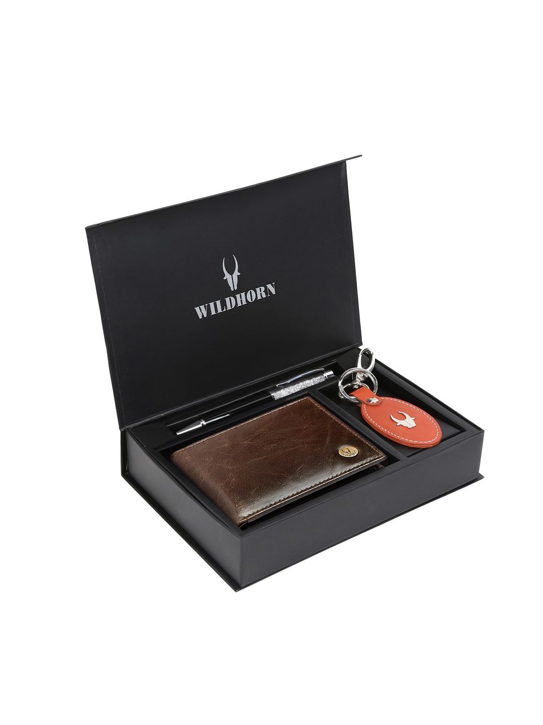 WildHorn Men Brown & Red RFID Protected Genuine Leather Accessory Gift Set-image-49