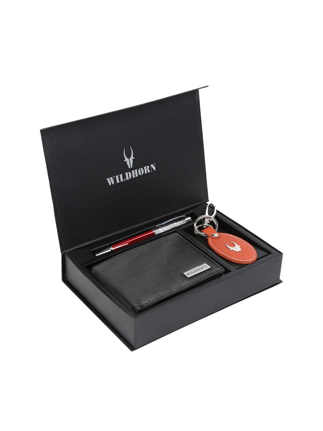 WildHorn Men Black & Red RFID Protected Genuine High Quality Leather Accessory Gift Set-picture-14