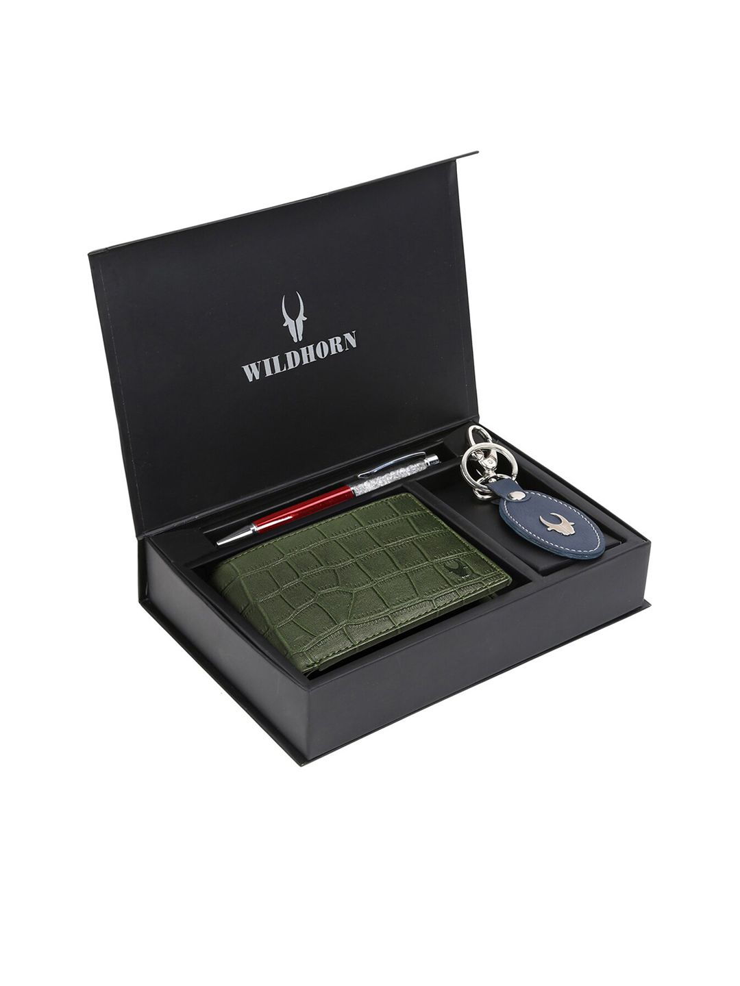WildHorn Men Green & Blue RFID Protected Genuine High Quality Leather Accessory Gift Set-picture-39