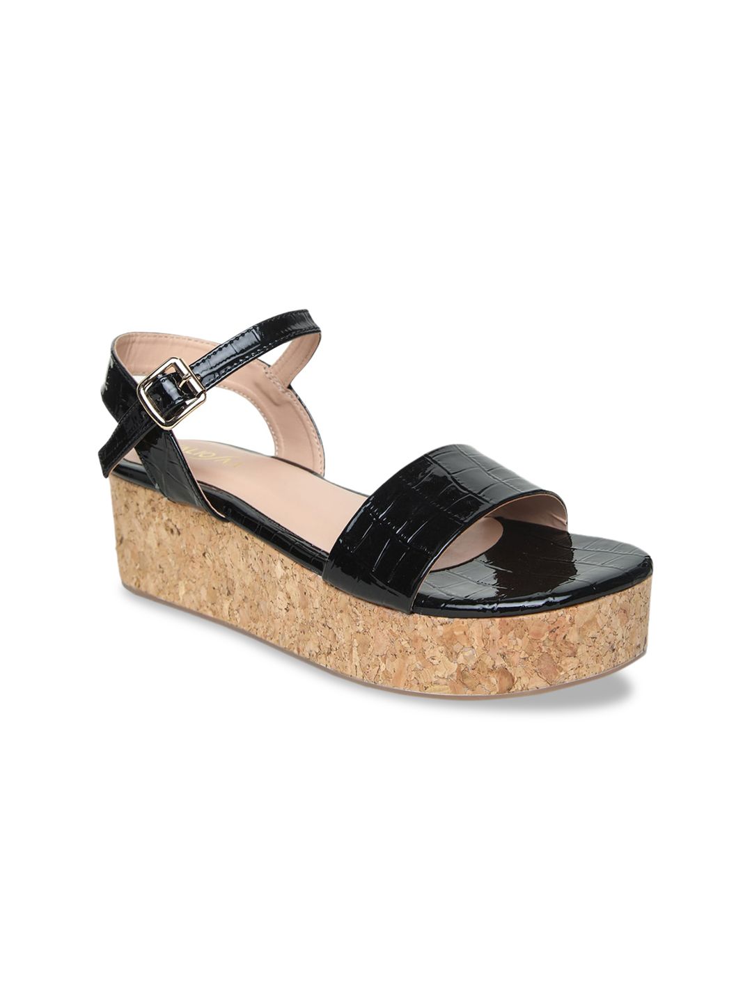 VALIOSAA Women Black Textured Heels-picture-14