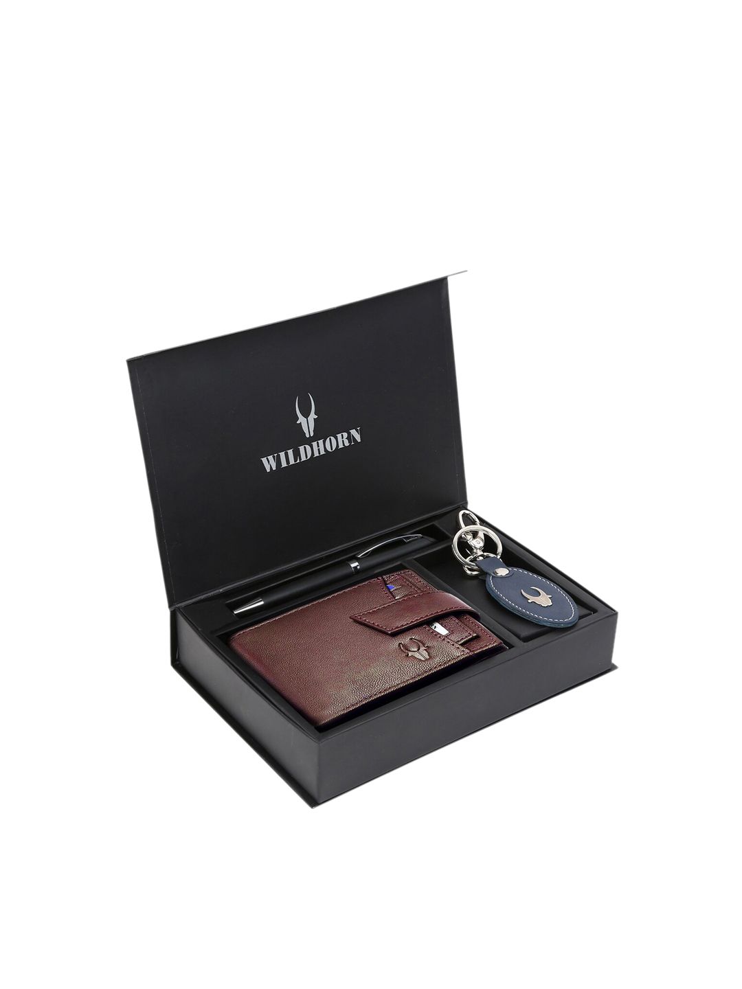 WildHorn Men Brown & Blue RFID Protected Genuine High Quality Leather Accessory Gift Set-picture-53
