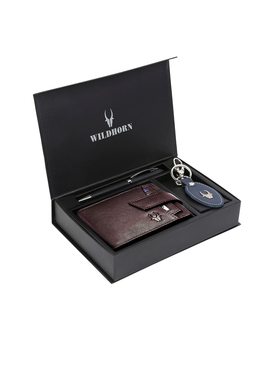 WildHorn Men Brown & Blue RFID Protected Genuine Leather Accessory Gift Set-image-18