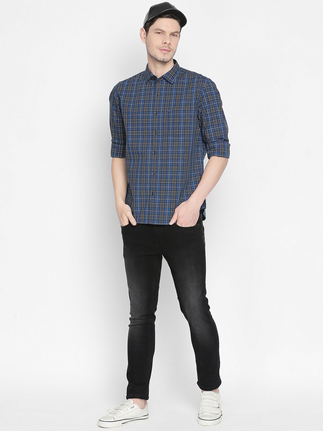 Men's Blue Graphic Slim Fit Casual Shirt