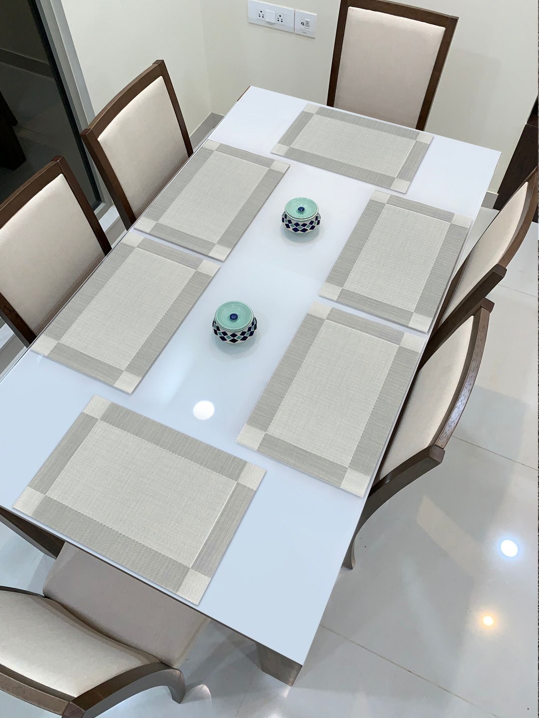 HOKIPO Set Of 6 Textured & Colourblocked Heat Resistant Table Placemats-picture-13