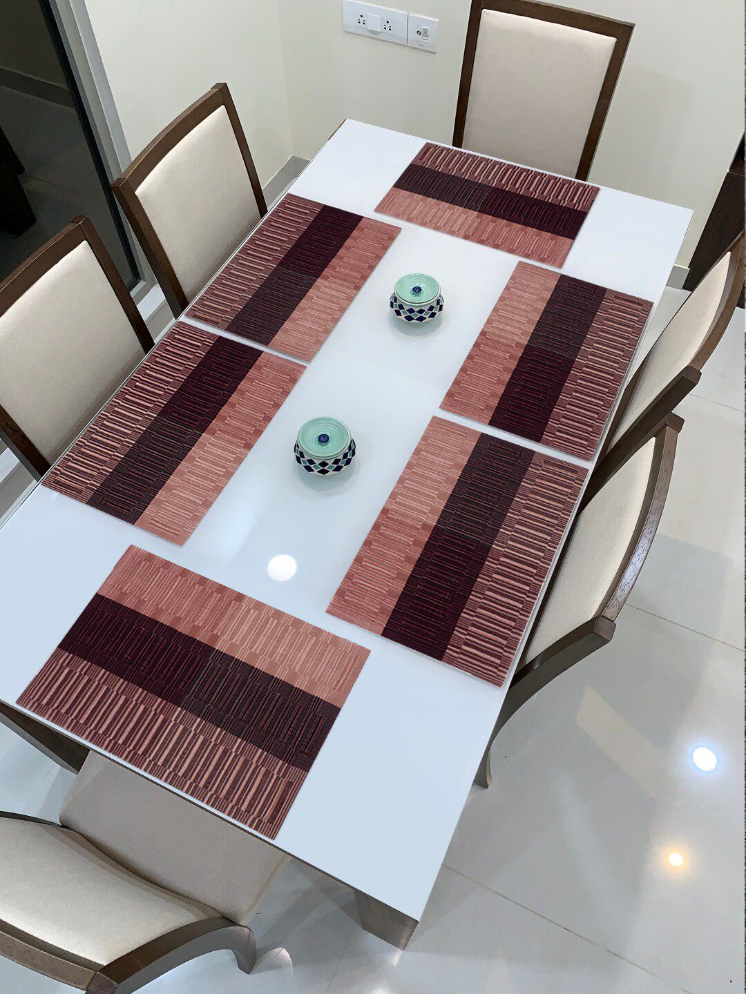 HOKIPO Set Of 6 Black & Pink Geometric Heat Resistant Table Placemats-picture-48