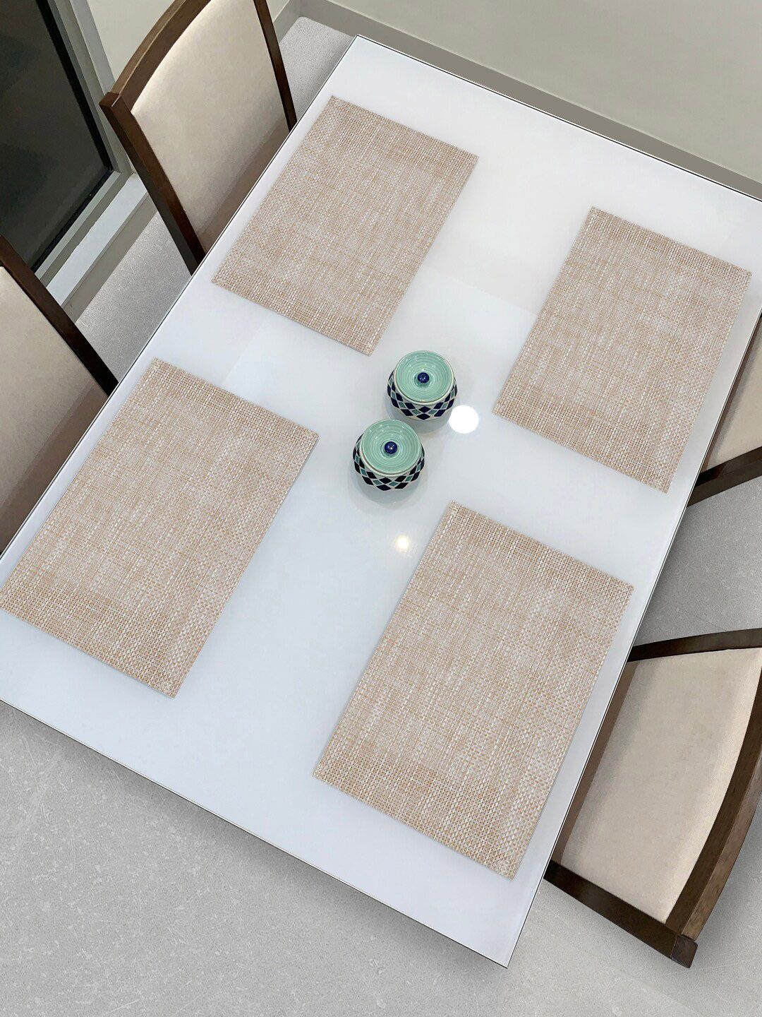 HOKIPO Set Of 4 Brown Textured Washable Table Placemats-picture-15