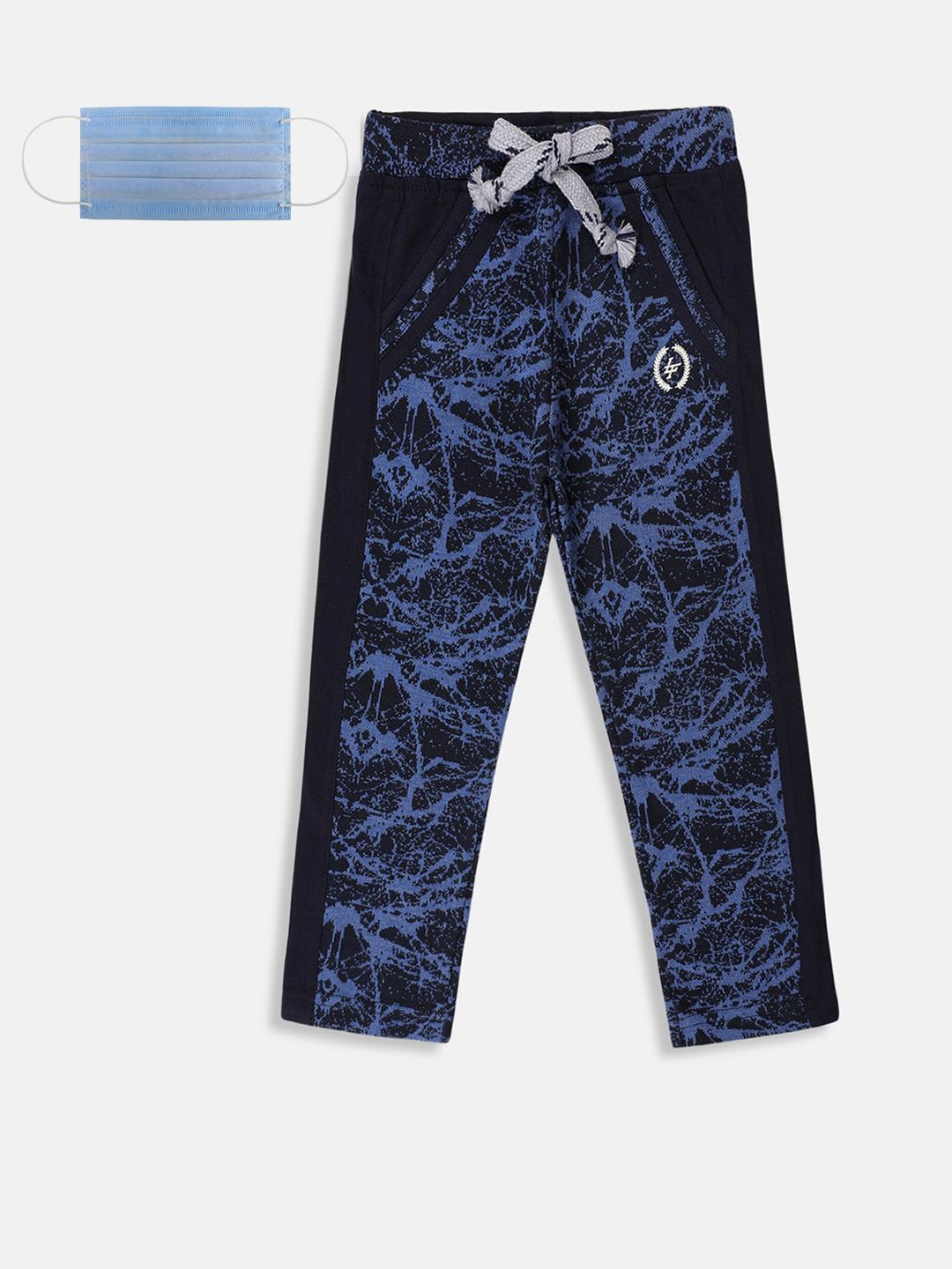 Lil Tomatoes Boys Navy Blue Printed Straight-Fit Track Pants-picture-13