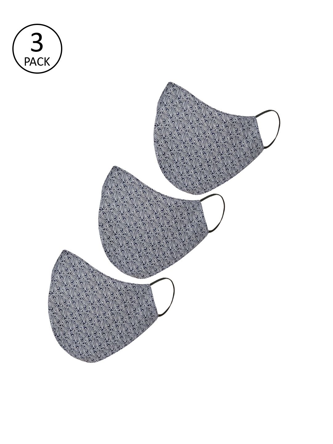 Tossido Men Blue Printed 3-Pcs 3-Ply Cloth Masks-image-49