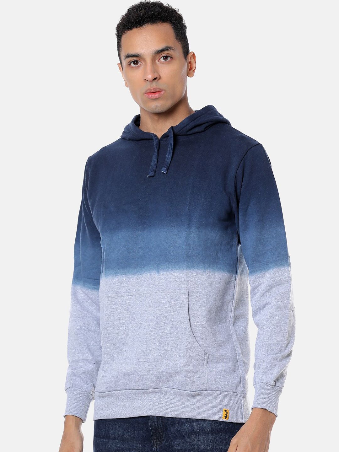 Campus Sutra Men Blue & Grey Colourblocked Hooded Sweatshirt-picture-32