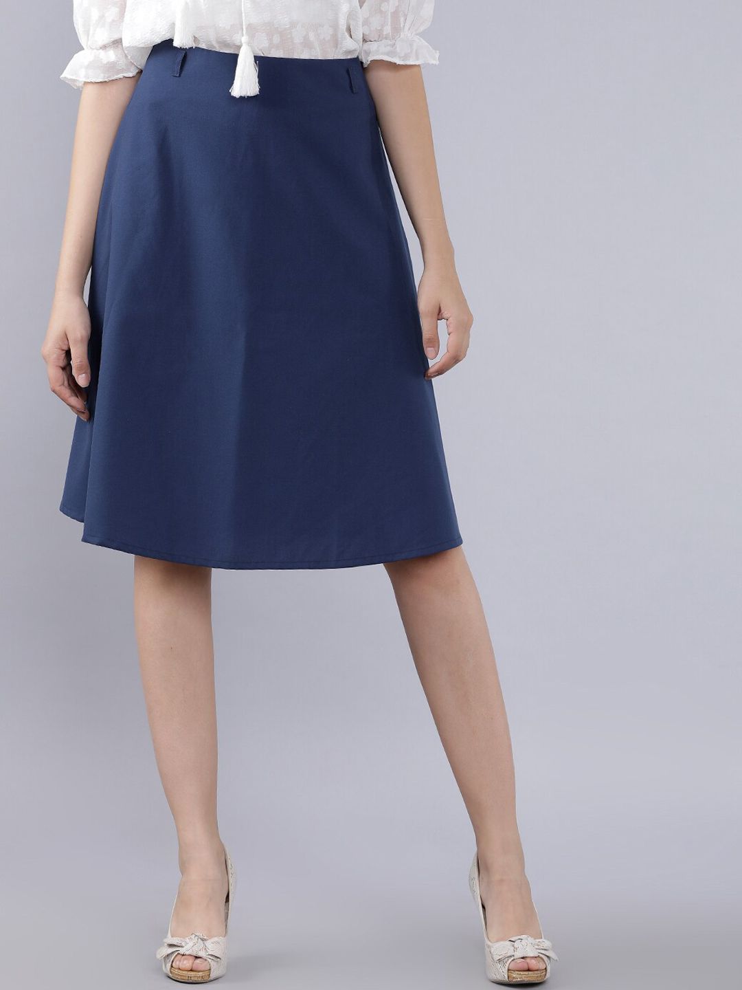 Tokyo Talkies Women Blue Solid A-Line Skirt