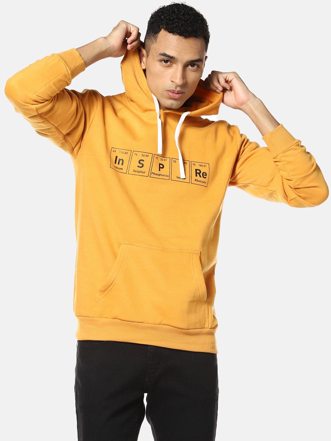 Campus Sutra Men Yellow Printed Hooded Sweatshirt-picture-19