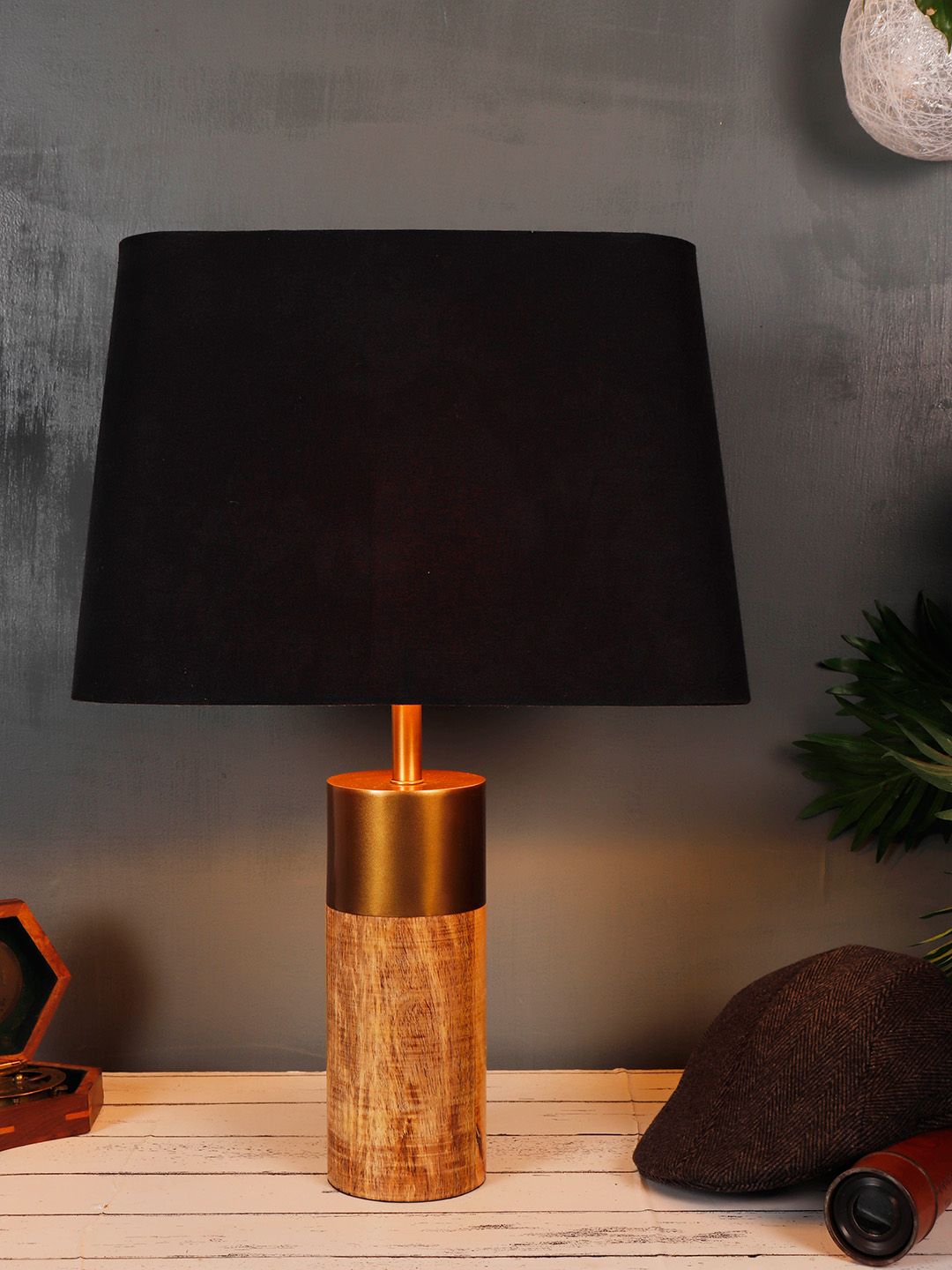 Grated Ginger Black & Brown Self Design Old Is Gold Bedside Lamp-image-6