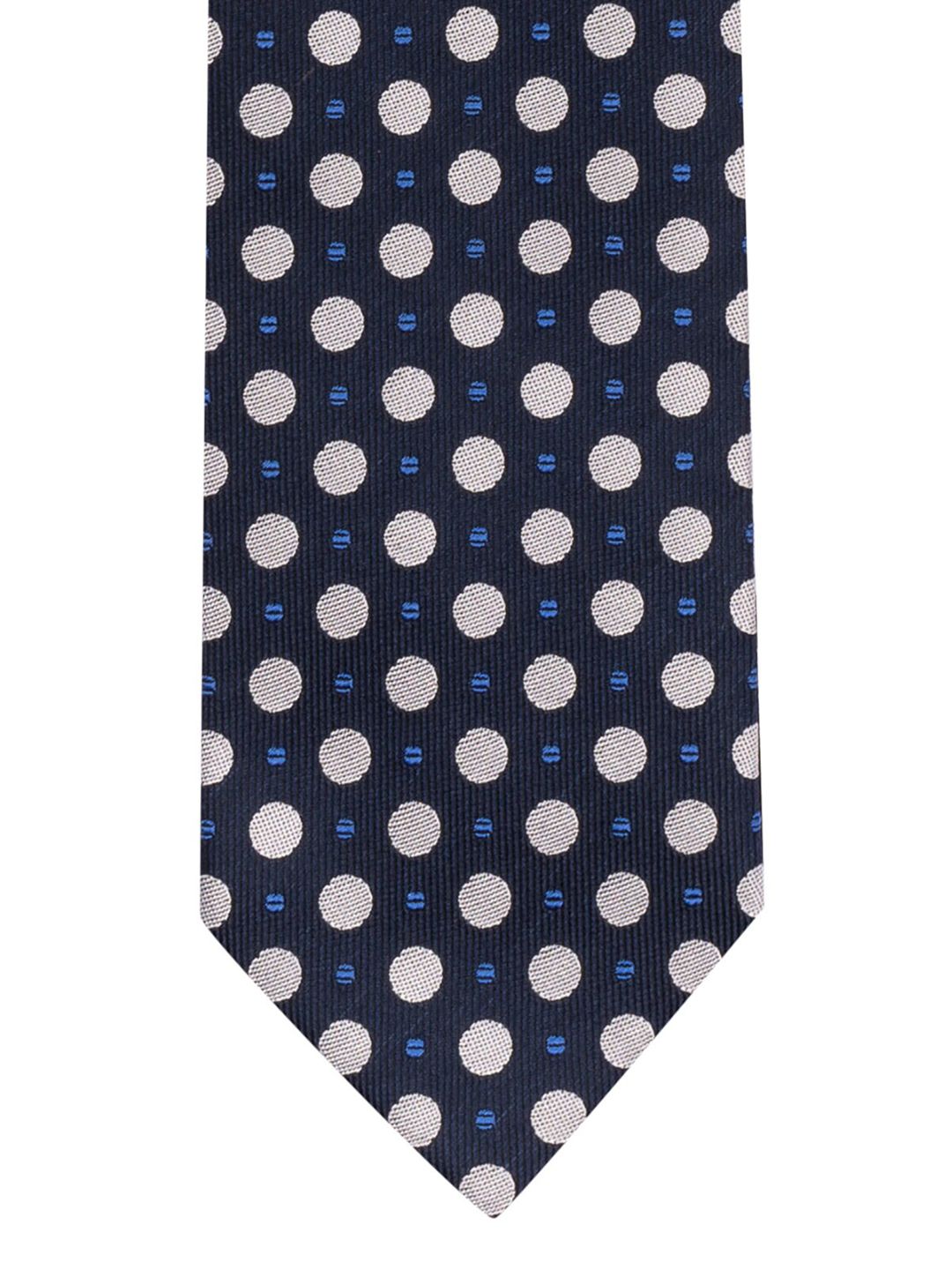The Tie Hub Navy Blue & White Woven Design Reversible Broad Tie-picture-37