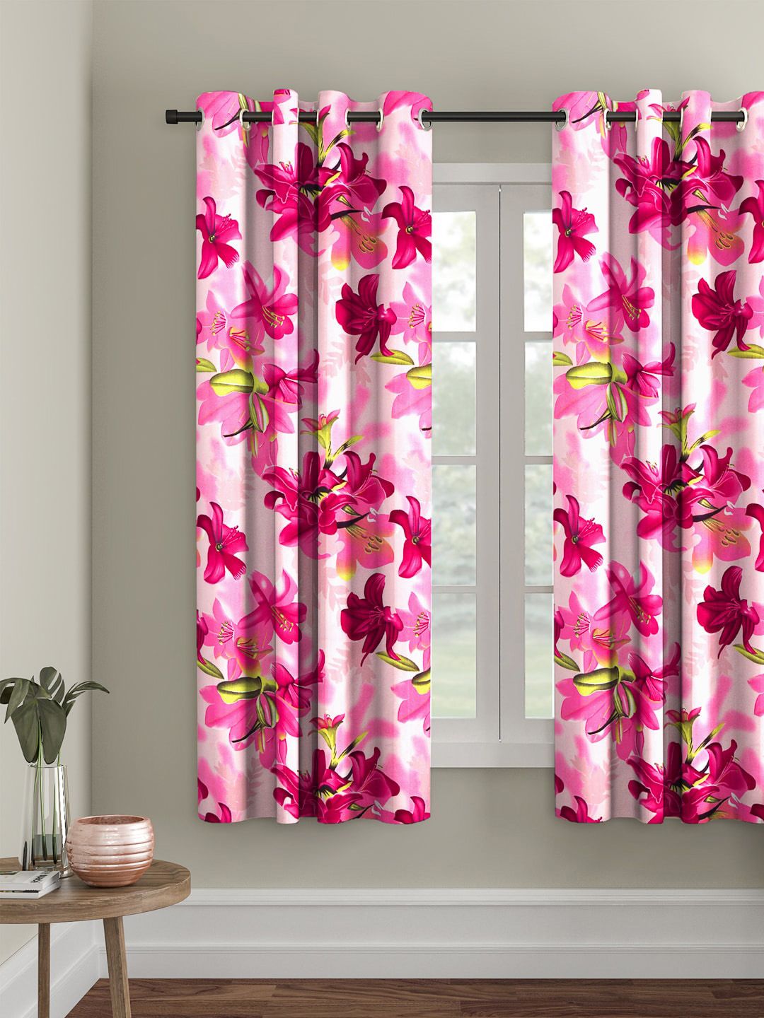 Cortina Single Floral Printed Window Curtain-image-2