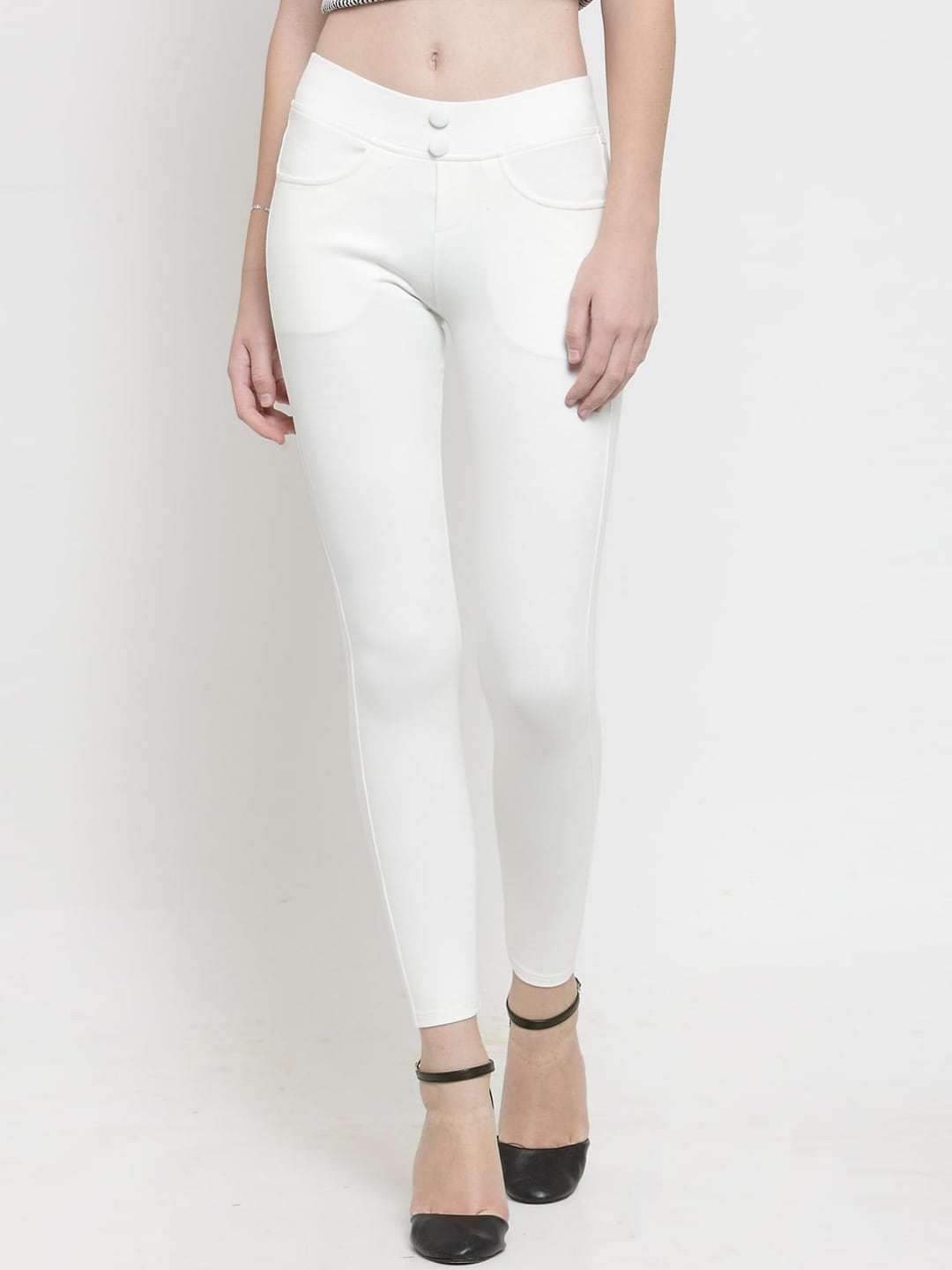 Clora Creation Women White Solid  Jeggings