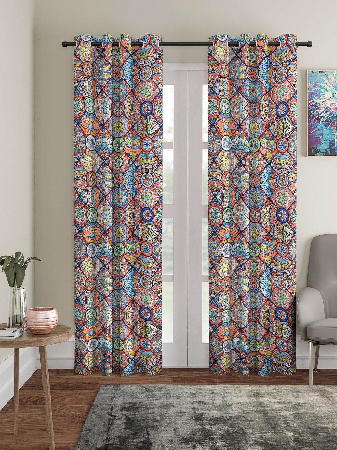 Cortina Multicoloured Single Printed Long Door Curtain-image-26