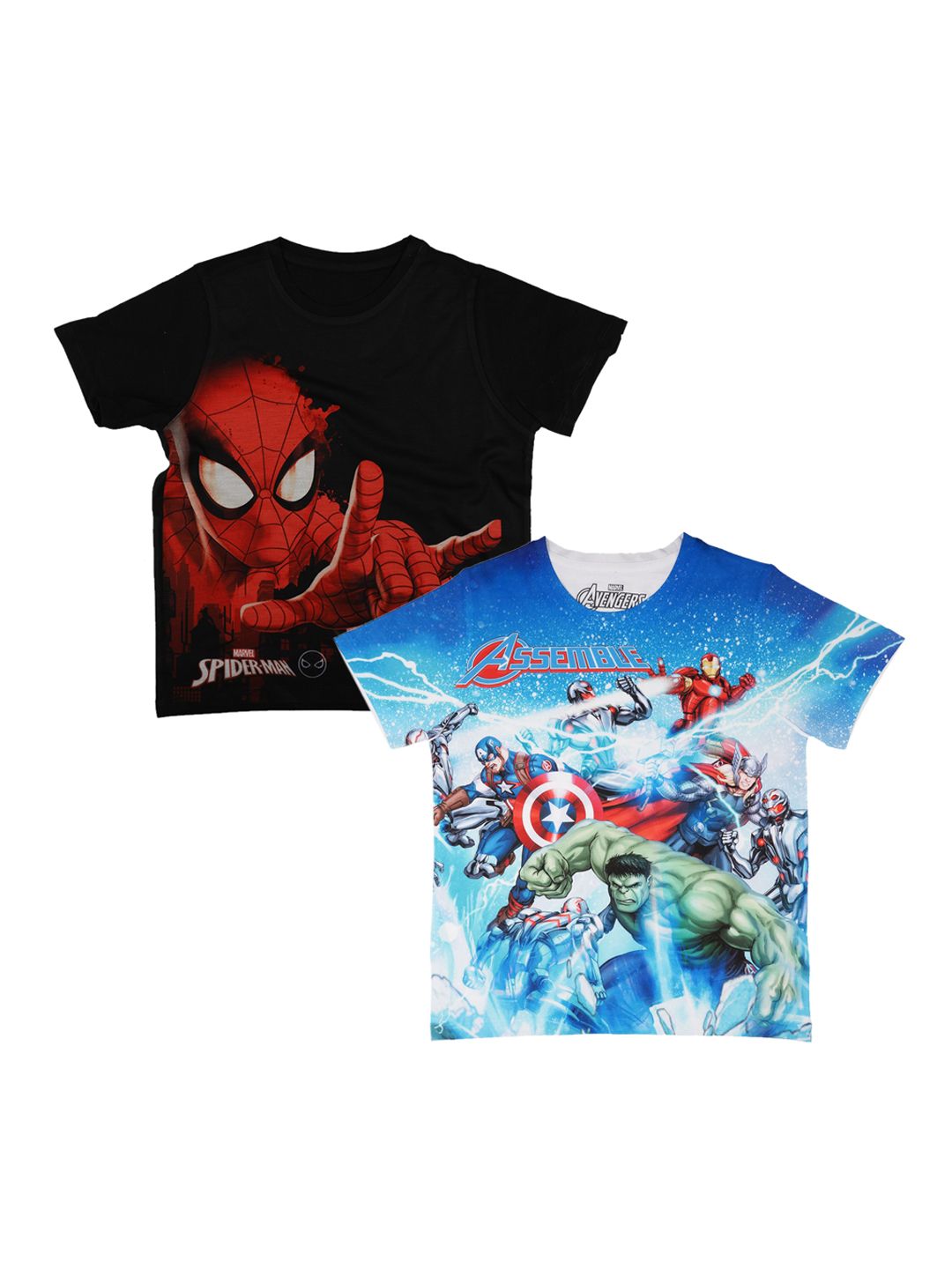 Marvel by Wear Your Mind Boys Pack of 2 Spiderman Printed Round Neck T-shirts-picture-35