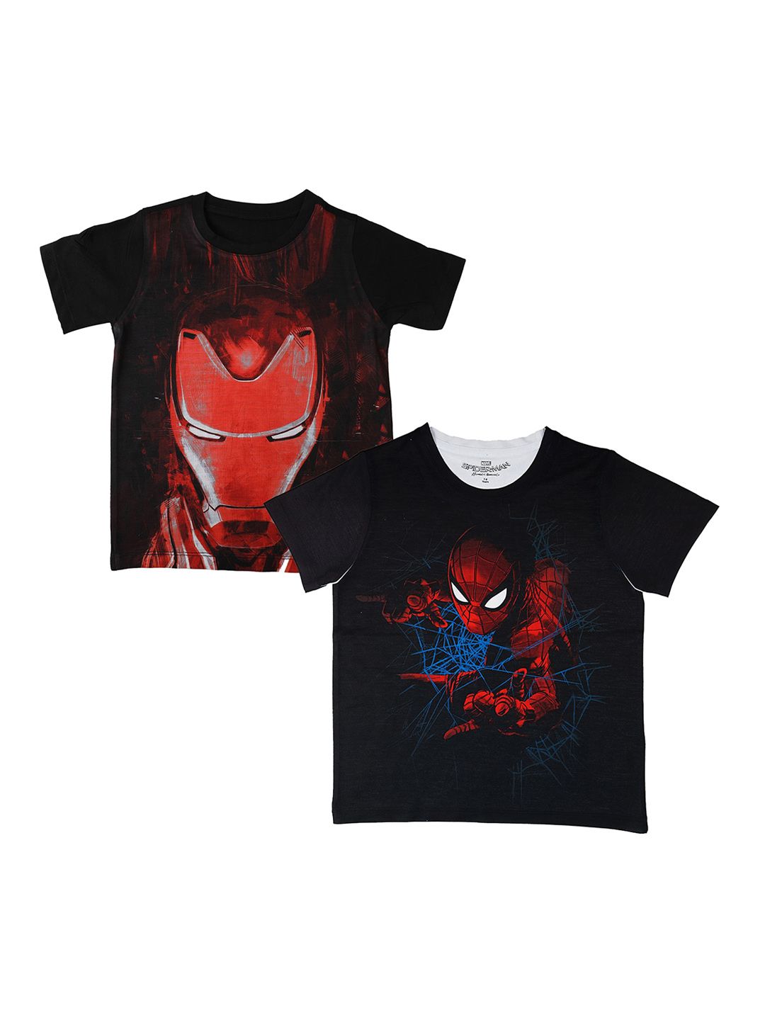 Marvel by Wear Your Mind Boys Pack Of 2 Black Avengers Printed Round Neck T-shirts-picture-40