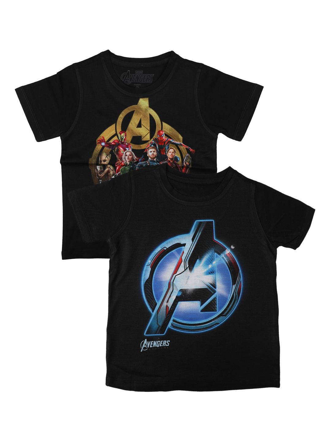 Marvel by Wear Your Mind Boys Pack Of 2 Black Avengers Printed Round Neck T-shirts-picture-19