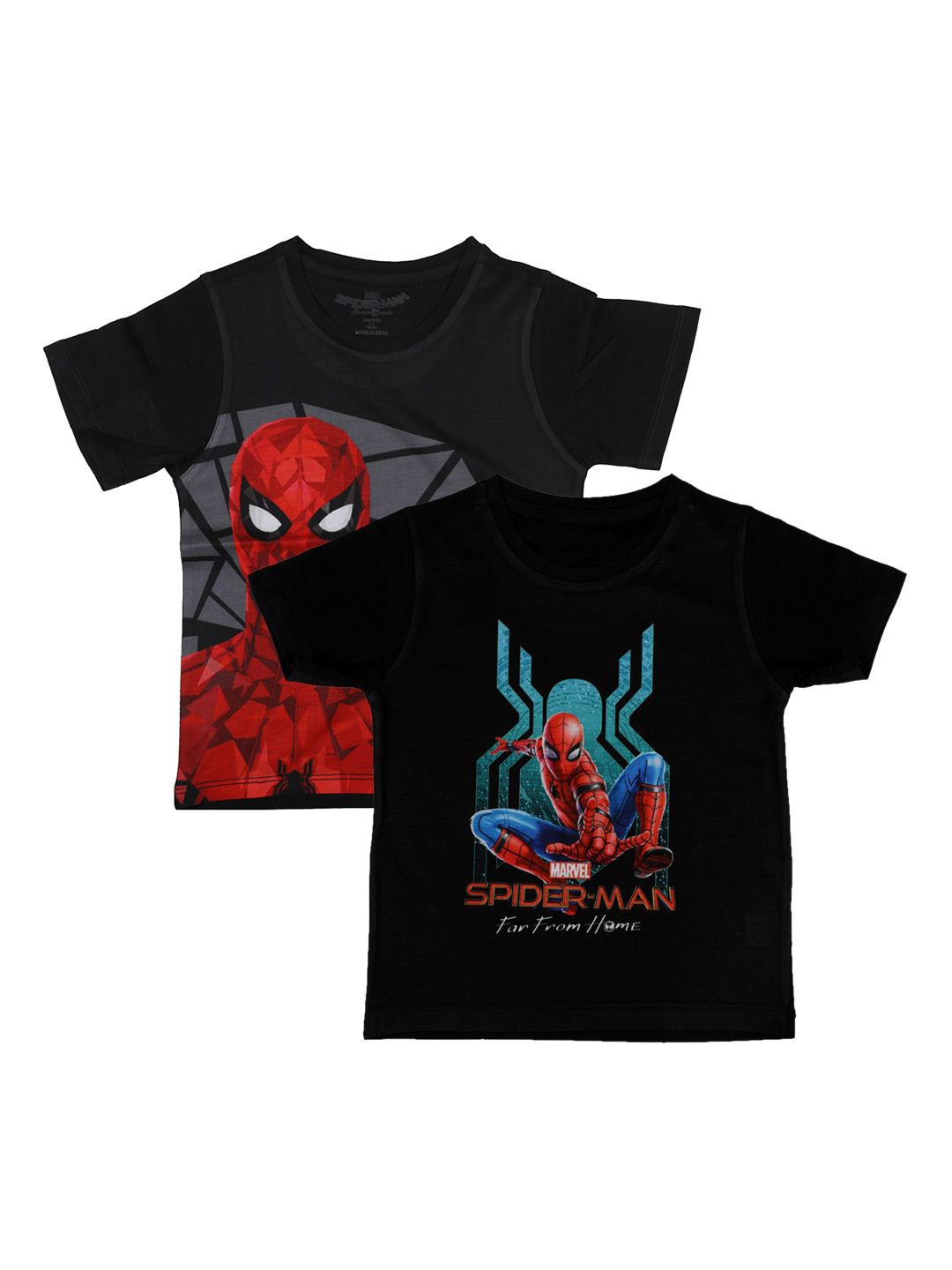 Marvel by Wear Your Mind Boys Pack Of 2 Black Spiderman Printed Round Neck T-shirts-picture-30