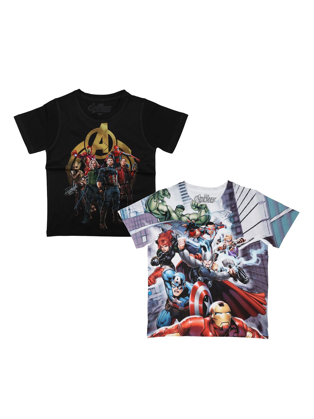 Marvel by Wear Your Mind Boys Pack Of 2 Black Printed Round Neck T-shirts-picture-41