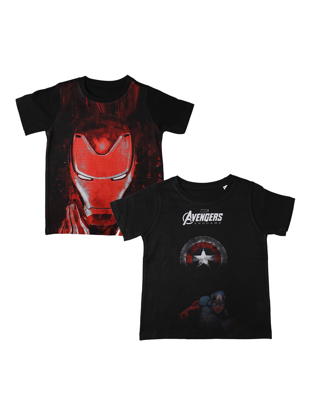 Marvel by Wear Your Mind Boys Pack of 2 Black Printed Round Neck T-shirts-picture-34