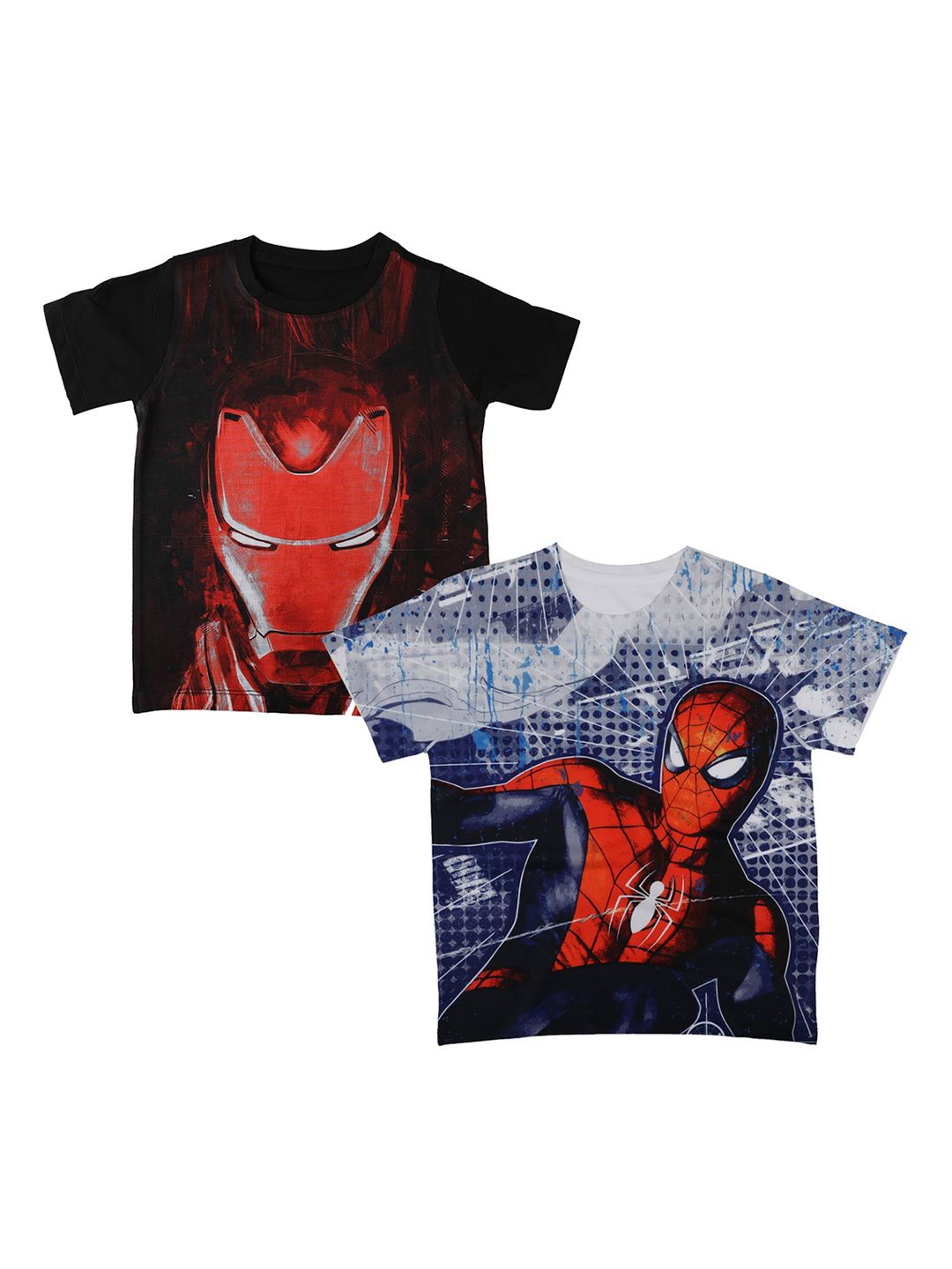 Marvel by Wear Your Mind Boys Pack Of 2 Avengers Printed Round Neck T-shirts-picture-23
