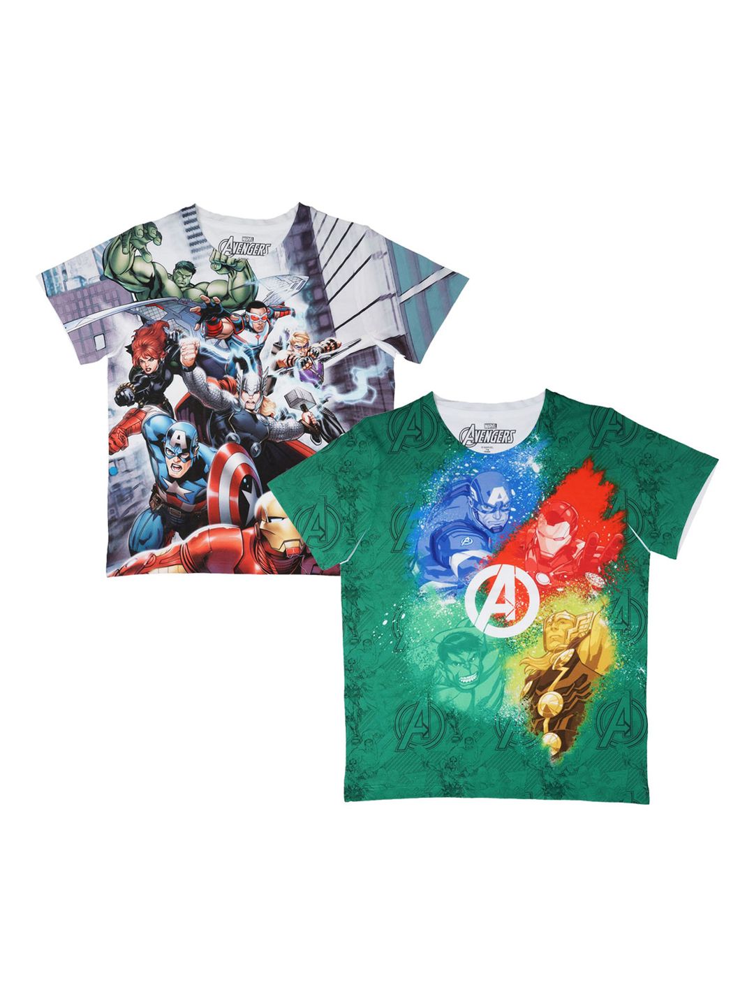 Marvel by Wear Your Mind Boys Pack Of 2 White Printed Round Neck T-shirts-picture-58