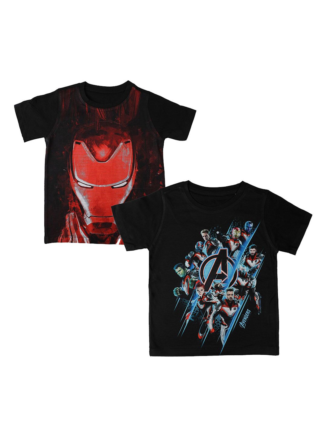 Marvel by Wear Your Mind Boys Pack Of 2 Black Avengers Printed Round Neck T-shirts-picture-31