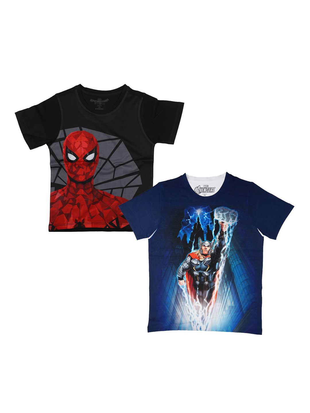 Marvel by Wear Your Mind Boys Pack Of 2 Black Spiderman Printed Round Neck T-shirts-picture-54