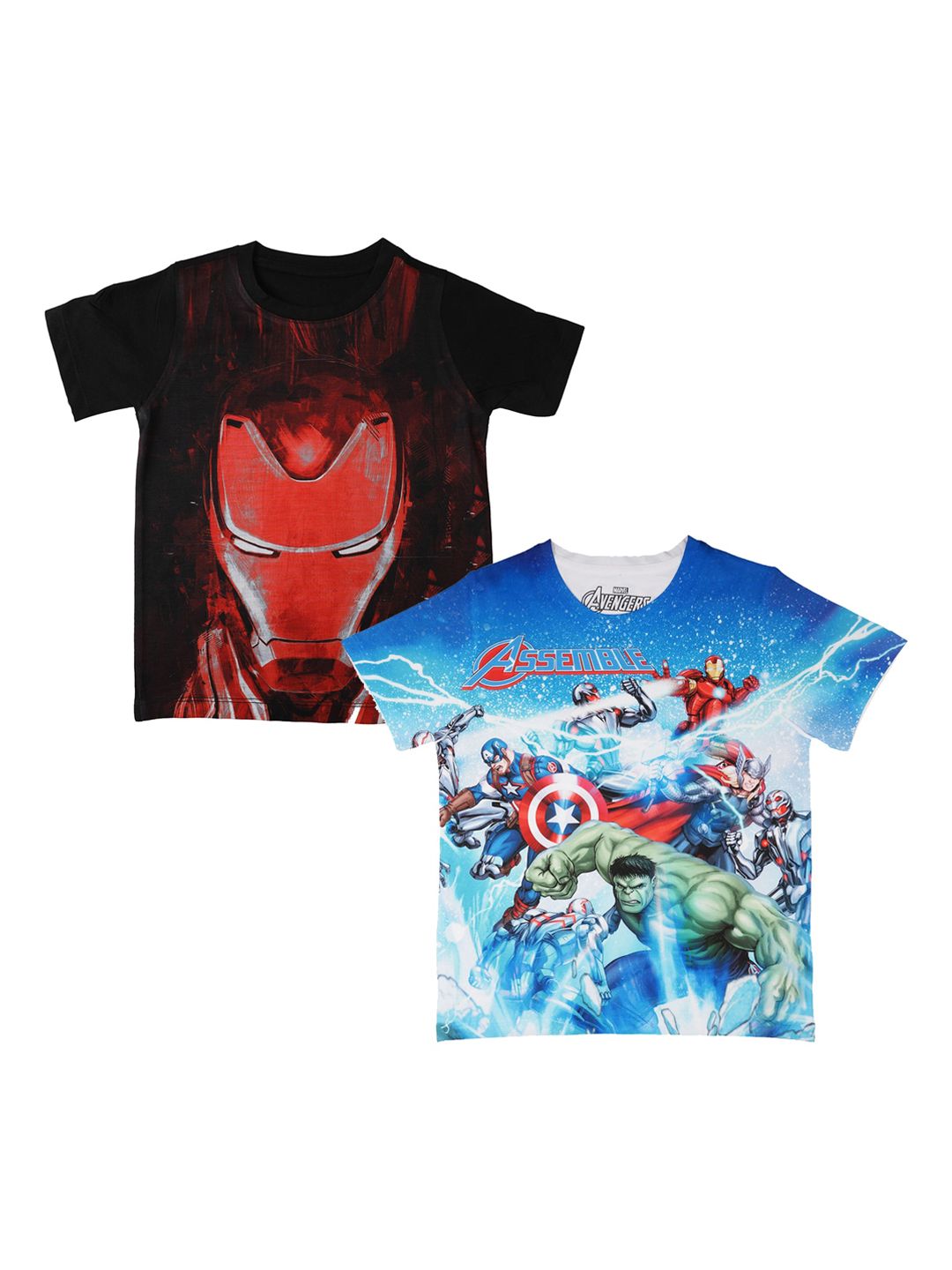 Marvel by Wear Your Mind Boys Pack Of 2 Avengers Printed Round Neck T-shirts-picture-29