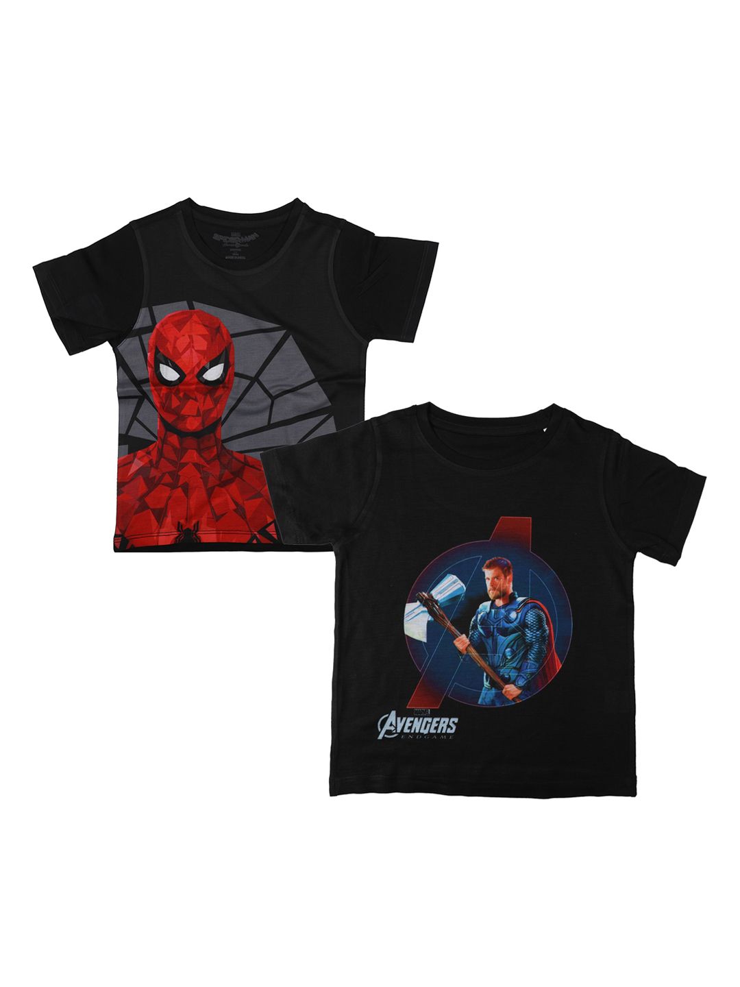 Marvel by Wear Your Mind Boys Pack Of 2 Black Spiderman Printed Round Neck T-shirts-picture-38
