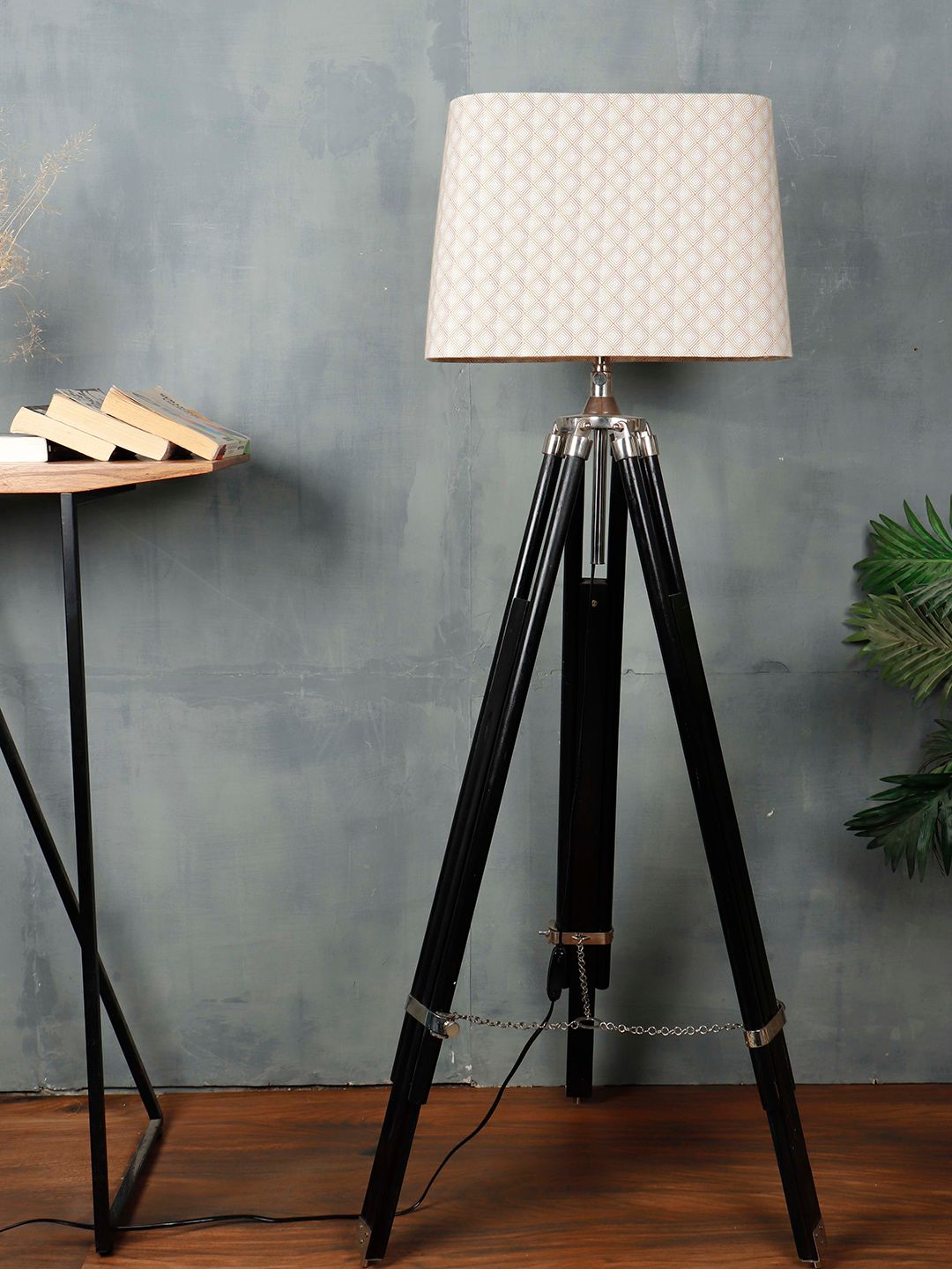 Grated Ginger Beige & White Geometric Printed Frustum Lamp Shade-picture-31