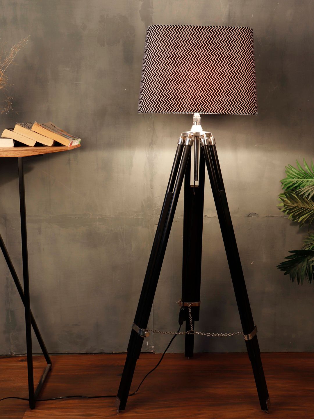 Grated Ginger Black & White Printed Fabric Quirky Bedside Lamp Shade-image-4