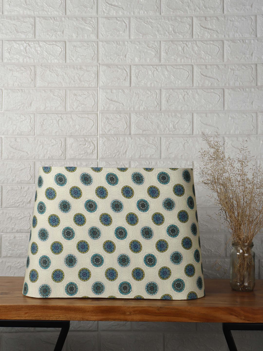Grated Ginger Green & Beige Printed Contemporary Frustum Lampshade-picture-17